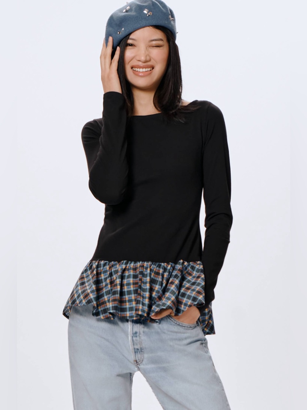 Maeve long sleeve peplum top NWT